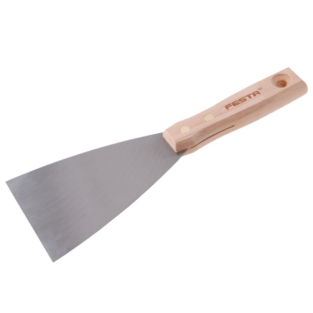 Špachtle ocelová, 100mm, dřevěná rukojeť, FESTA