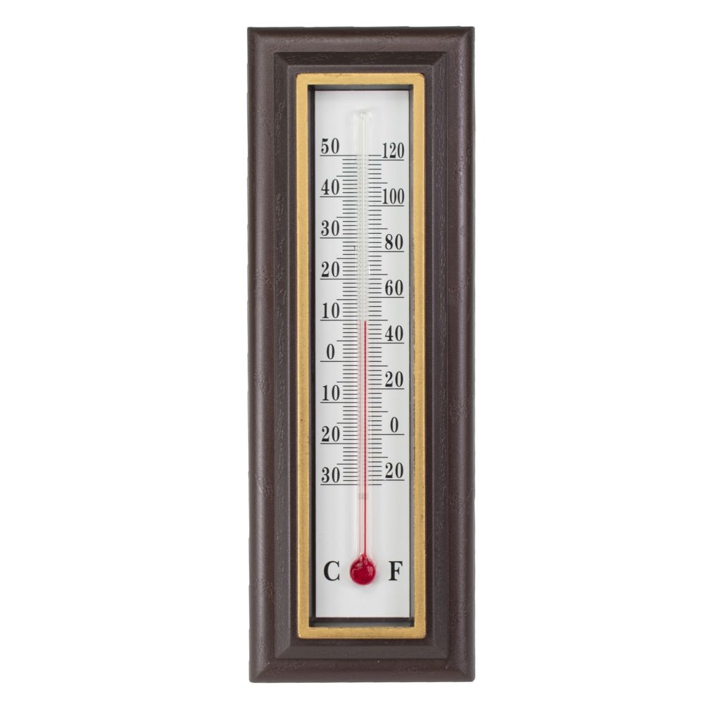 Teploměr univerzální RETRO, 160x55mm, hnědý