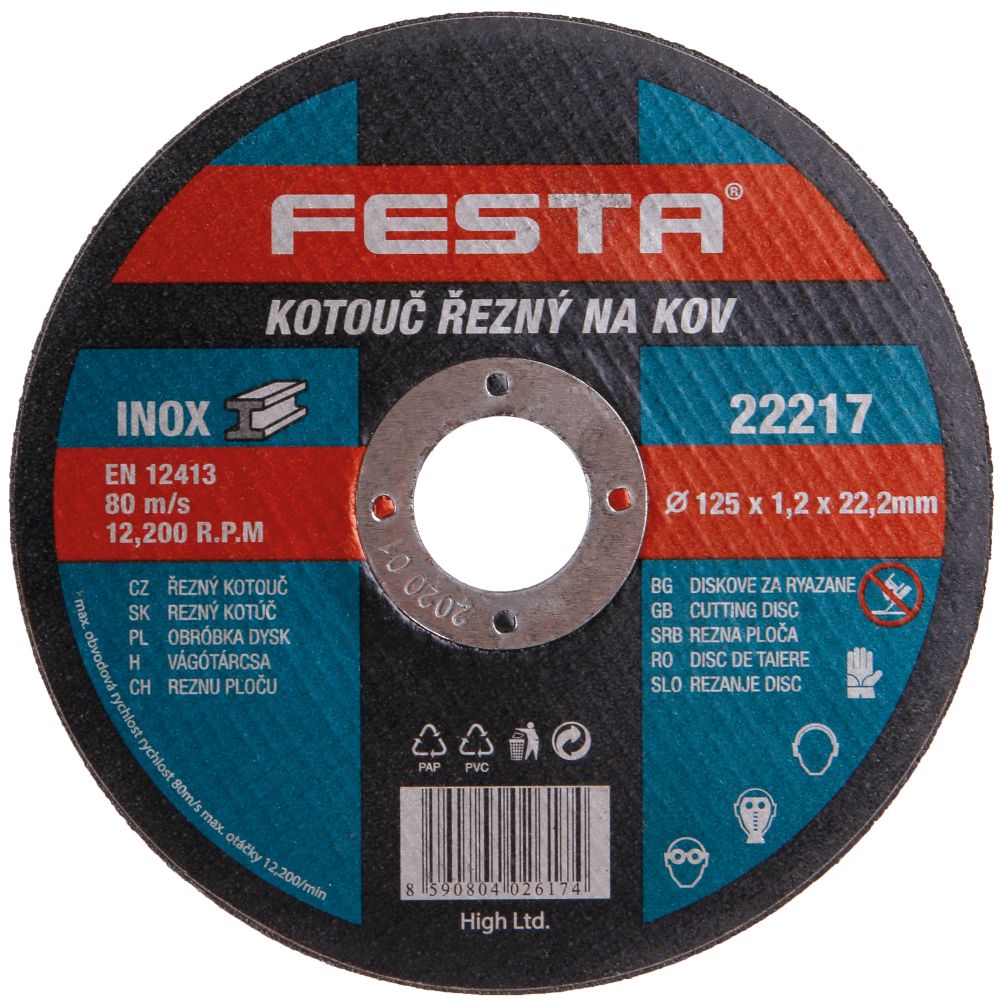 Kotouč řezný, 125 x 1,2mm, ocel + nerez, FESTA