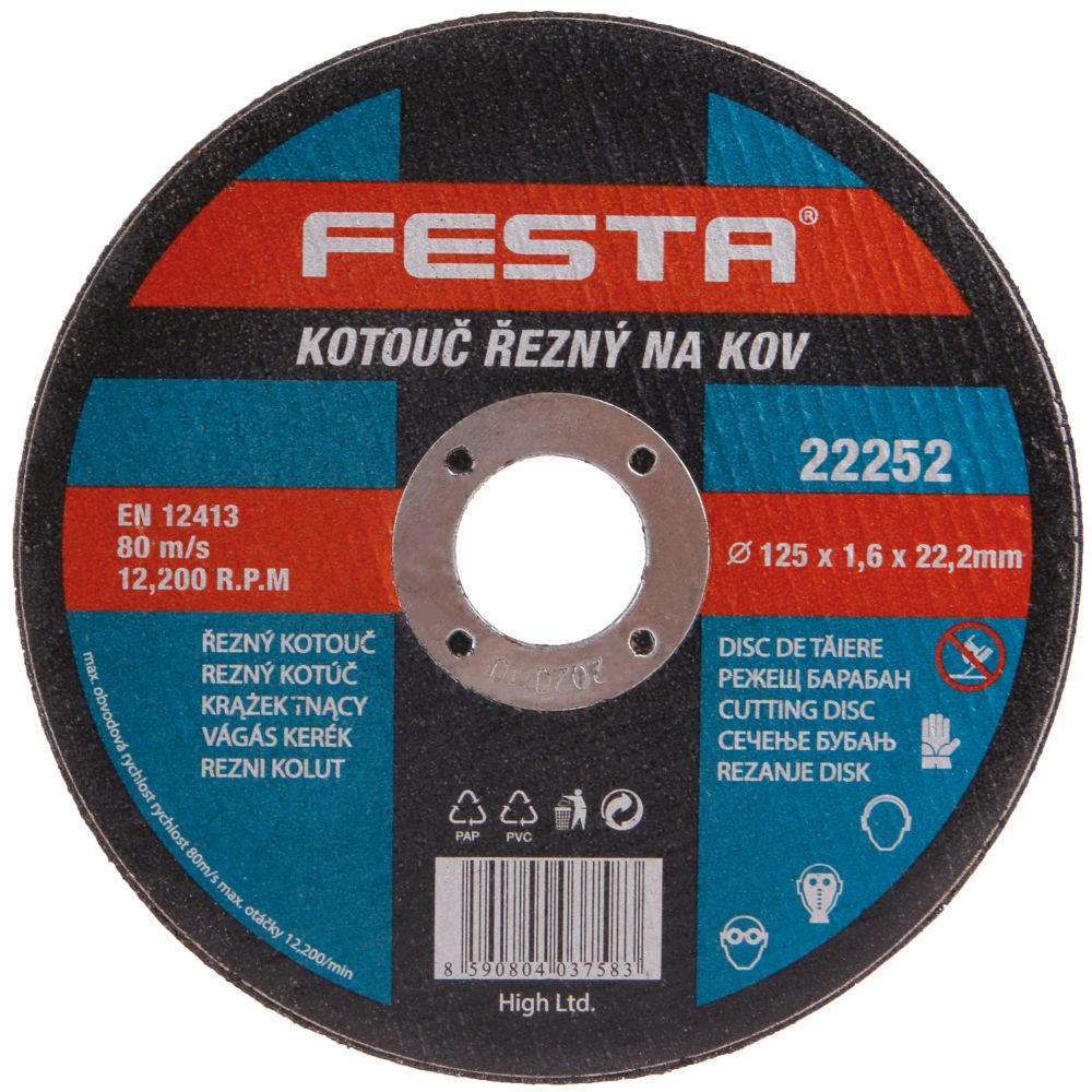 Kotouč řezný, 125 x 1,6mm, ocel, FESTA