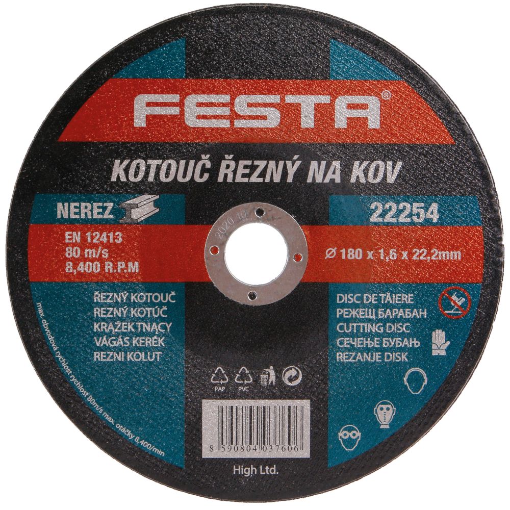 Kotouč řezný, 180 x 1,6mm, ocel, FESTA