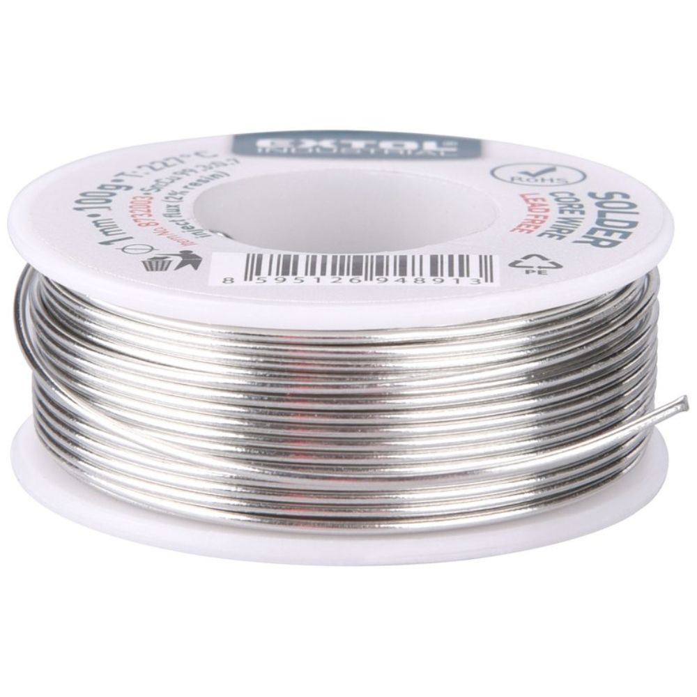 Cín pájecí trubičkový, 1mm, 100g, Sn99,3%/Cu0,7%, EXTOL INDUSTRIAL