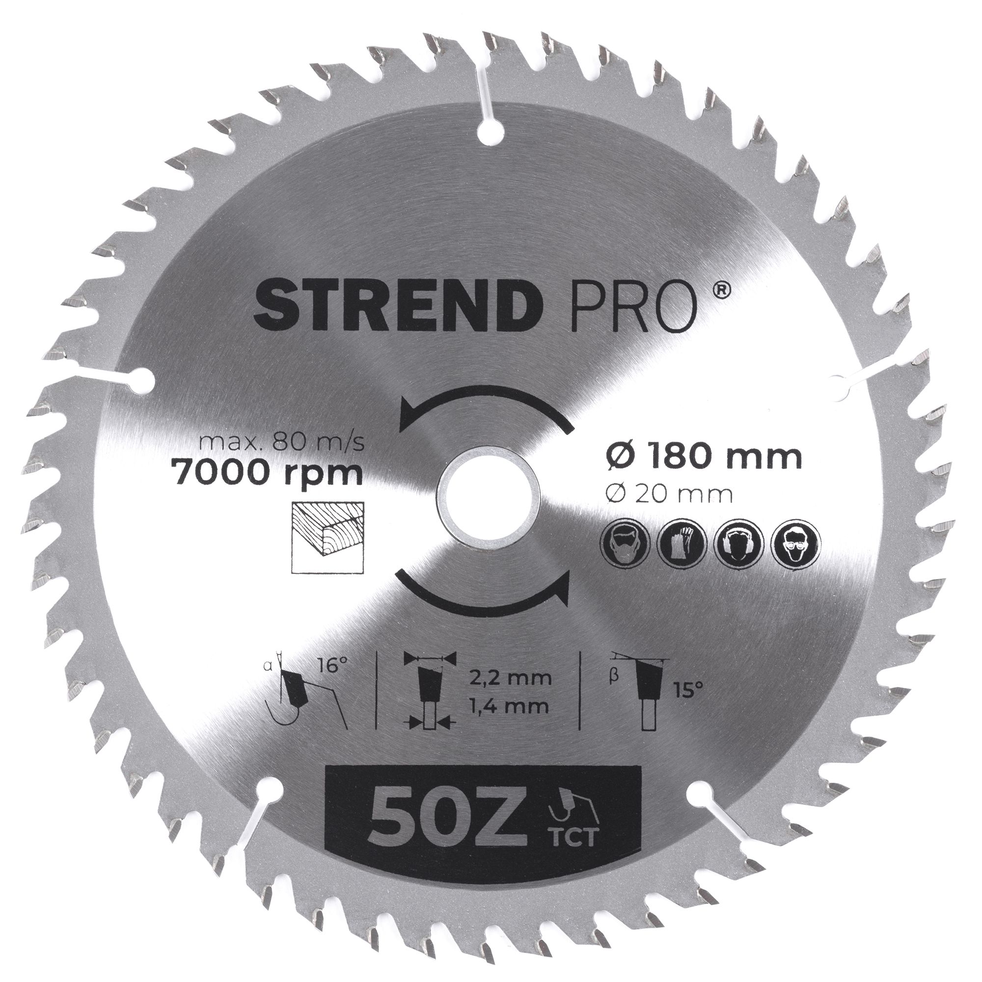Kotouč pilový, na dřevo, 180mm, 50 zubů, 20/16mm, 2,2mm, TCT, STREND PRO