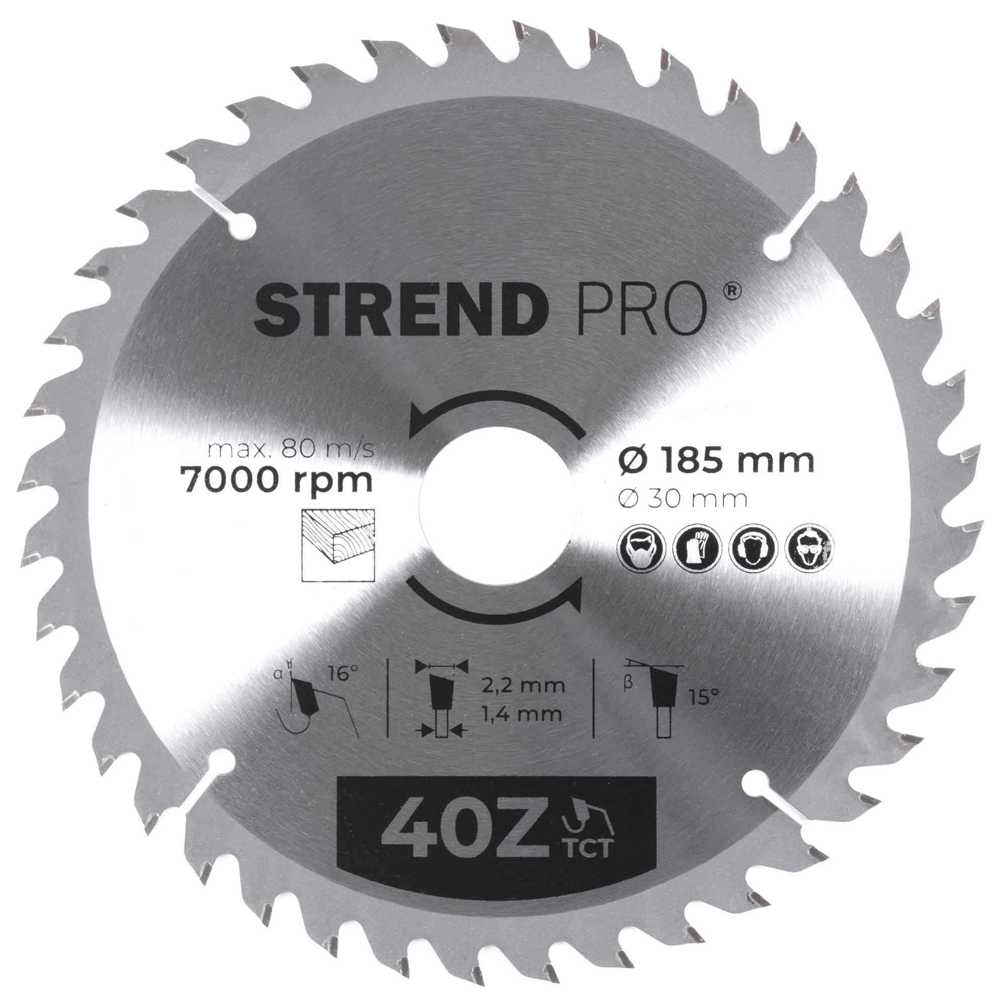 Kotouč pilový, na dřevo, 185mm, 40 zubů, 30/20mm, 2,2mm, TCT, STREND PRO