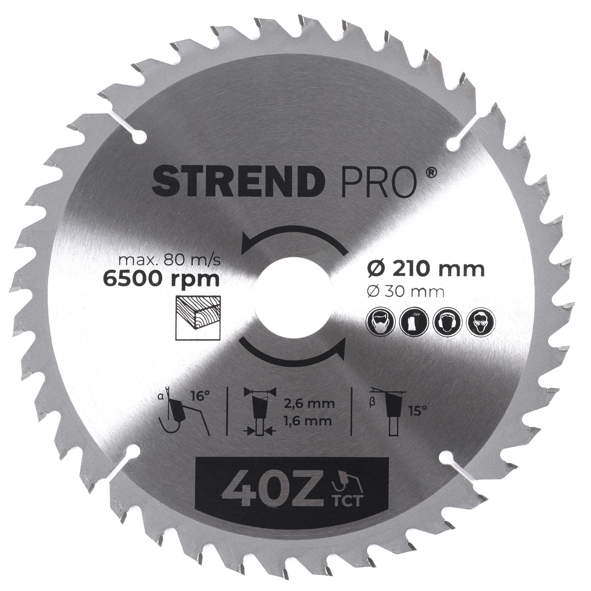 Kotouč pilový, na dřevo, 210mm, 40 zubů, 30/20mm, 2,6mm, TCT, STREND PRO