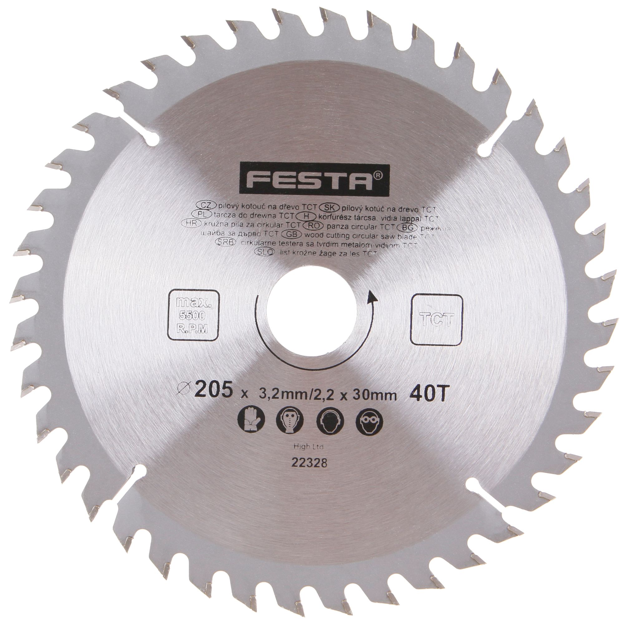 Kotouč pilový, na dřevo, 205mm, 40 zubů, 30/20mm, 3,2mm, TCT, FESTA