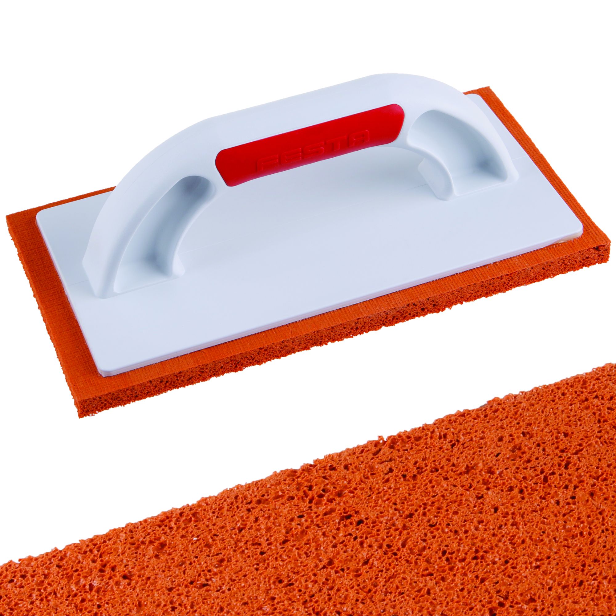Hladítko plastové - houba oranžová jemná, 250 x 130mm, 12mm, FESTA