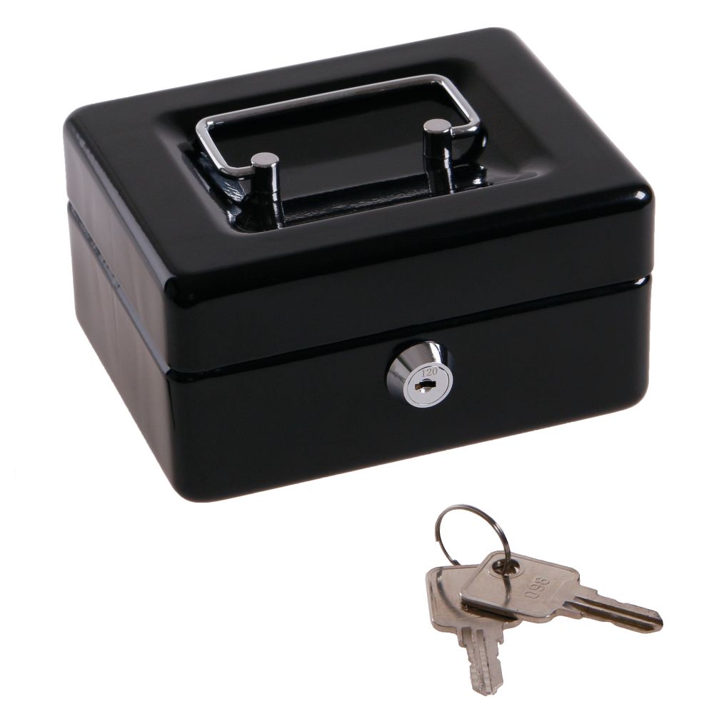 Pokladna kovová, 152x118x80mm, černá