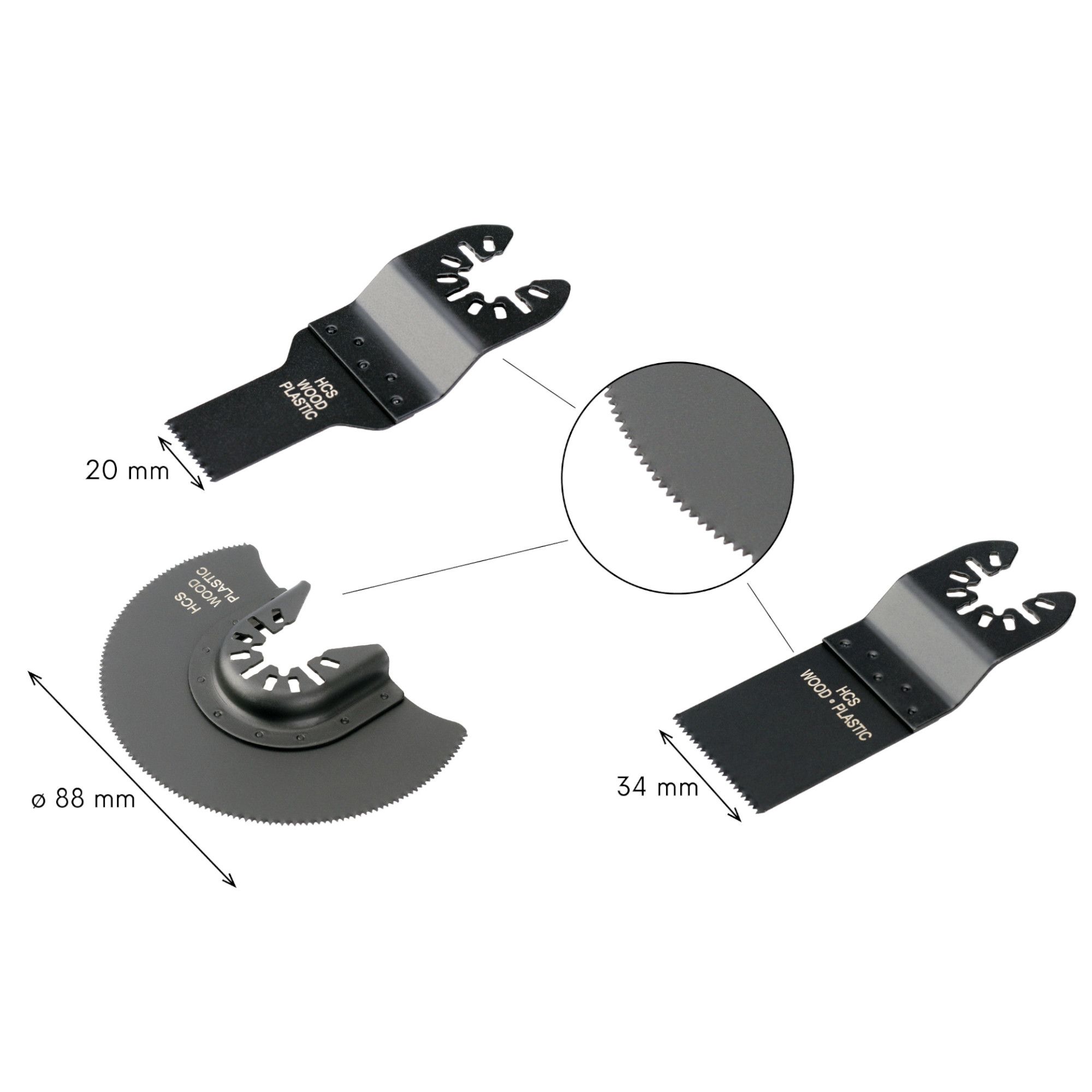 Sada nástrojů pro multifunkční brusku 3ks (HCS)