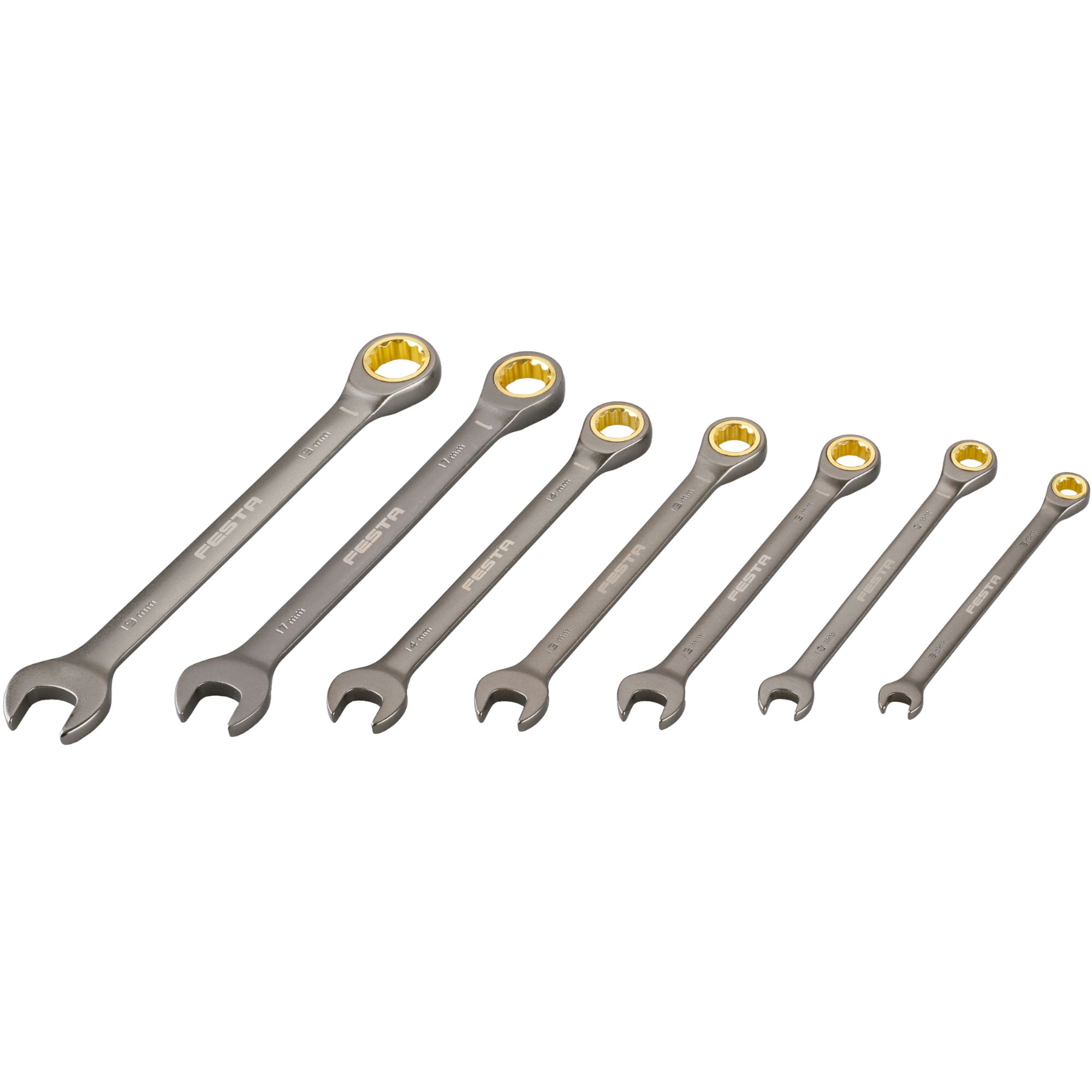 Klíče ráčnové, 8-19mm, 72 zubů, sada 7ks, FESTA