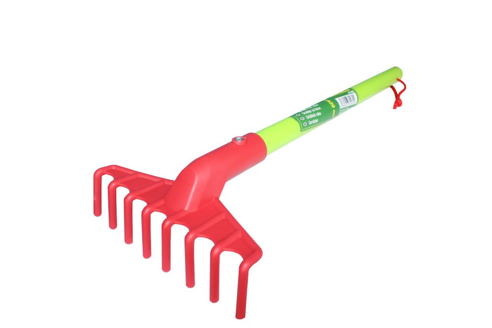 Dětské nářadí plastové - hrabičky s násadou, 8 zubů