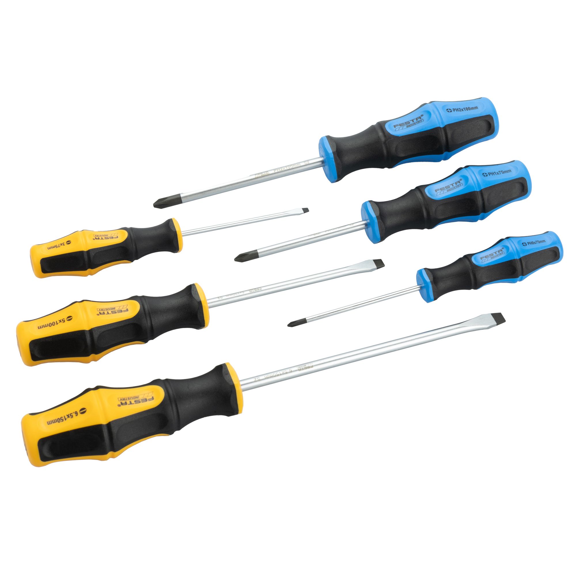 Sada šroubováků, ploché + PH, 6ks, S2, FESTA INDUSTRY