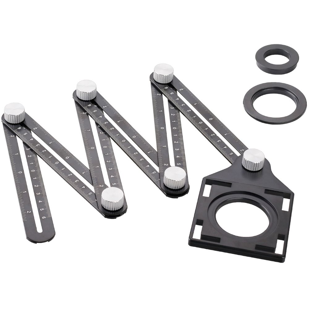 Pravítko víceúčelové, skládací, kovové, 12 x 17,5cm