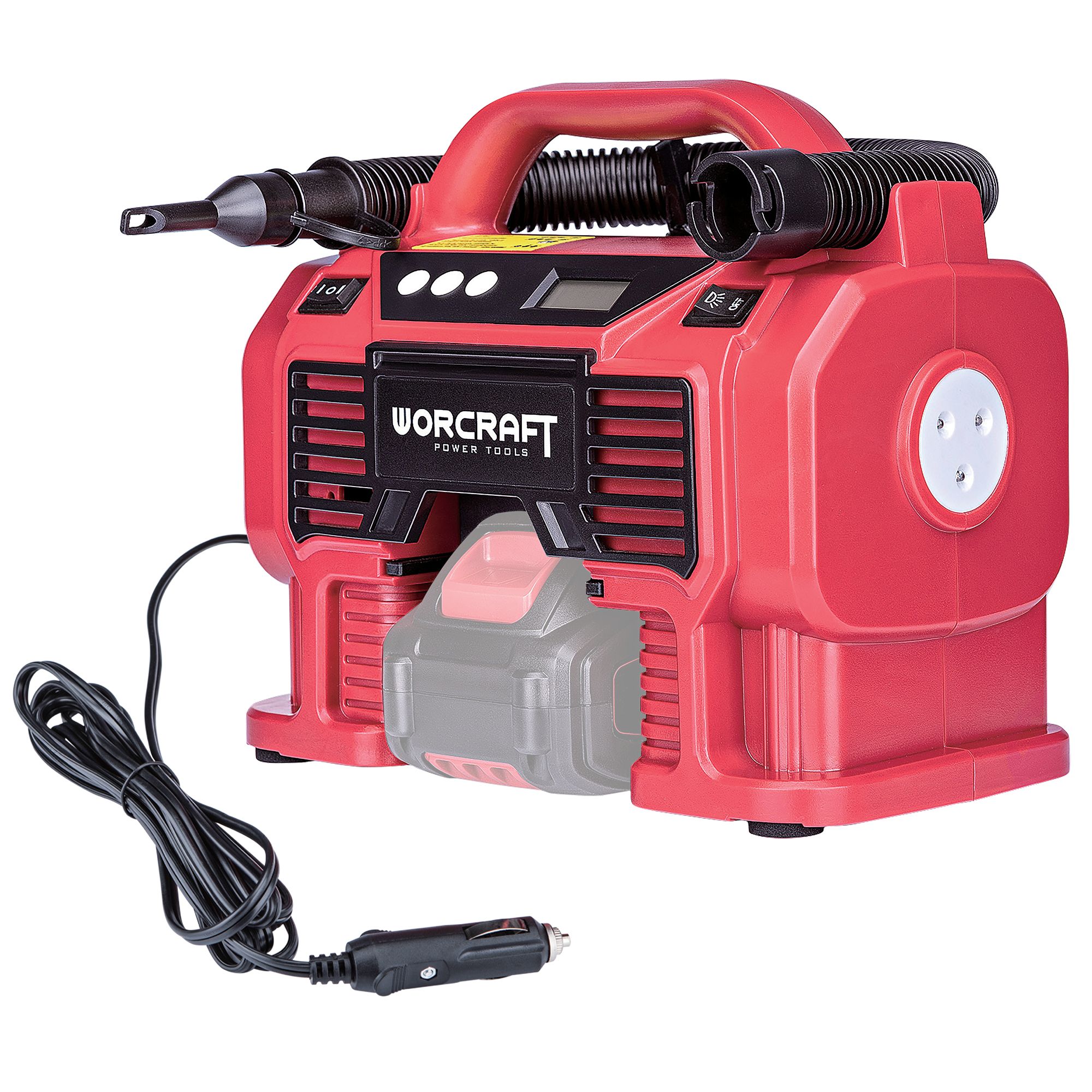 AKU kompresor, 11bar, 20V + autozásuvka, ShareSYS, WORCRAFT CAC-S20LiA