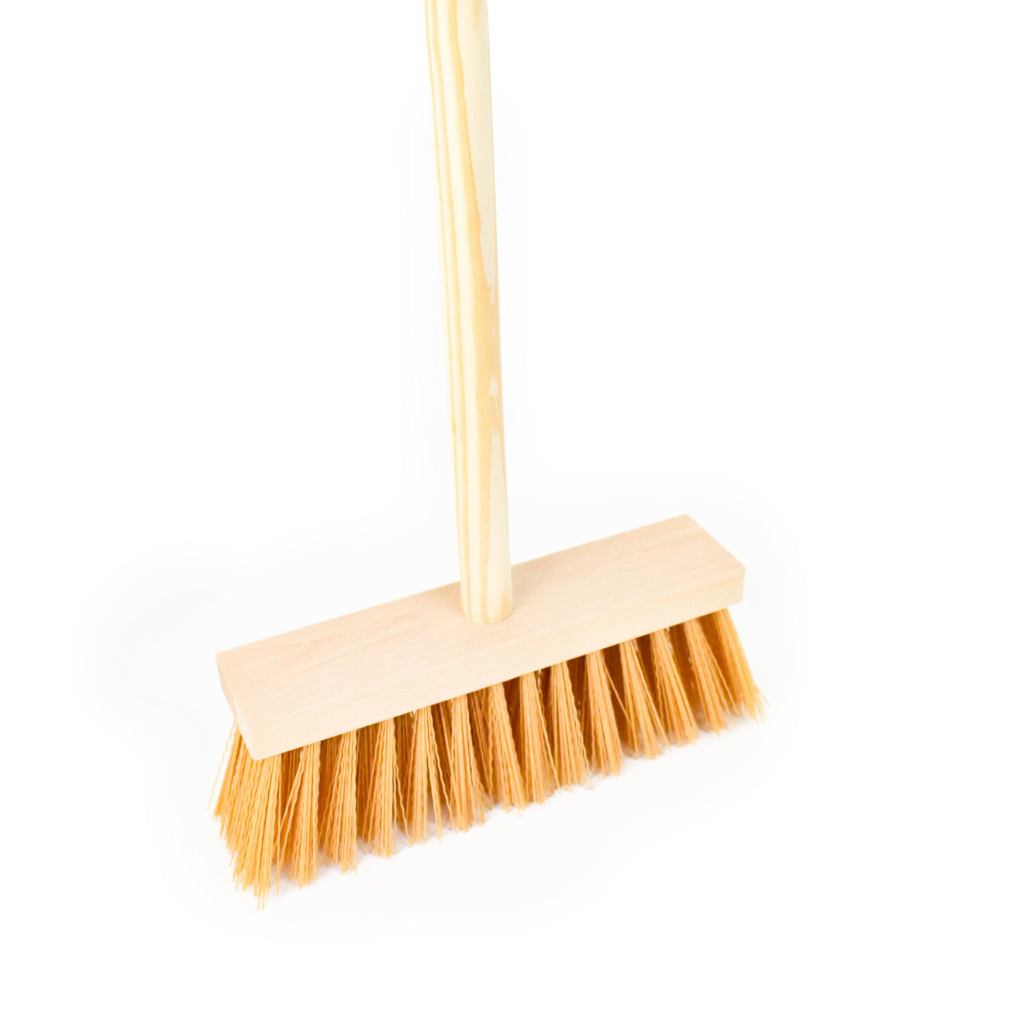 Koště úklidové, 25x6cm, s násadou 120cm, vlákno 9cm PET žluté