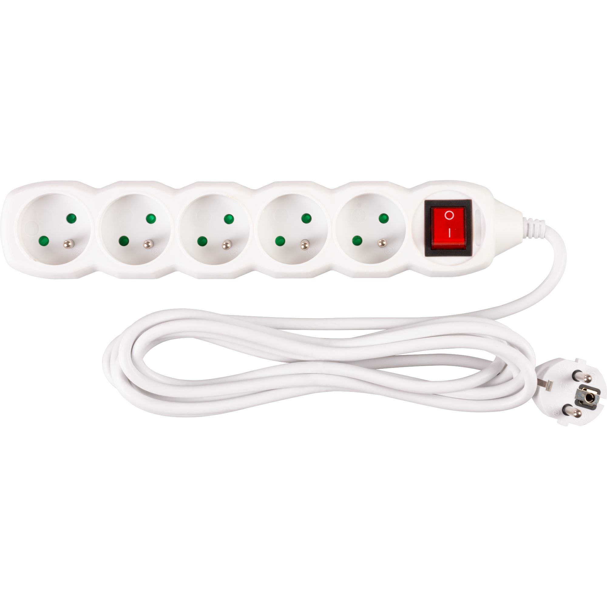 Prodlužovací kabel s vypínačem, 3m, 5 zásuvek, 3×1mm, bílý, STREND PRO