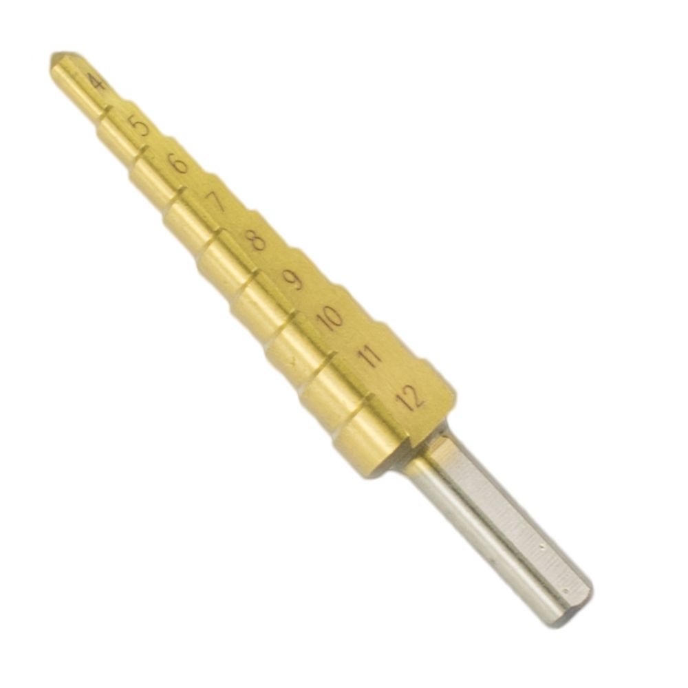 Vrták stupňovitý, 4-12mm, 9 stupňů, HSS-TiN, STREND PRO