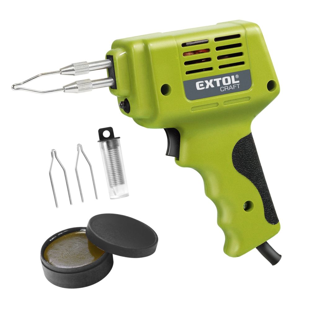Pájka pistolová, 175W, transformátor, sada v kufru, EXTOL CRAFT