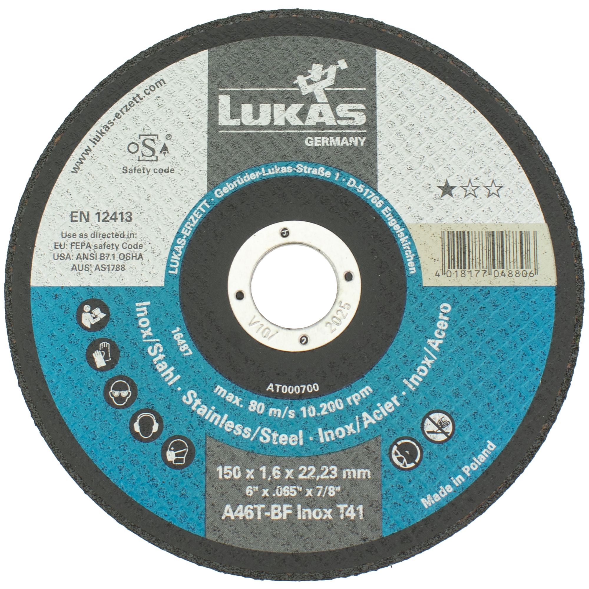 Kotouč řezný, 150 x 1,6mm, A46T-BF INOX, LUKAS