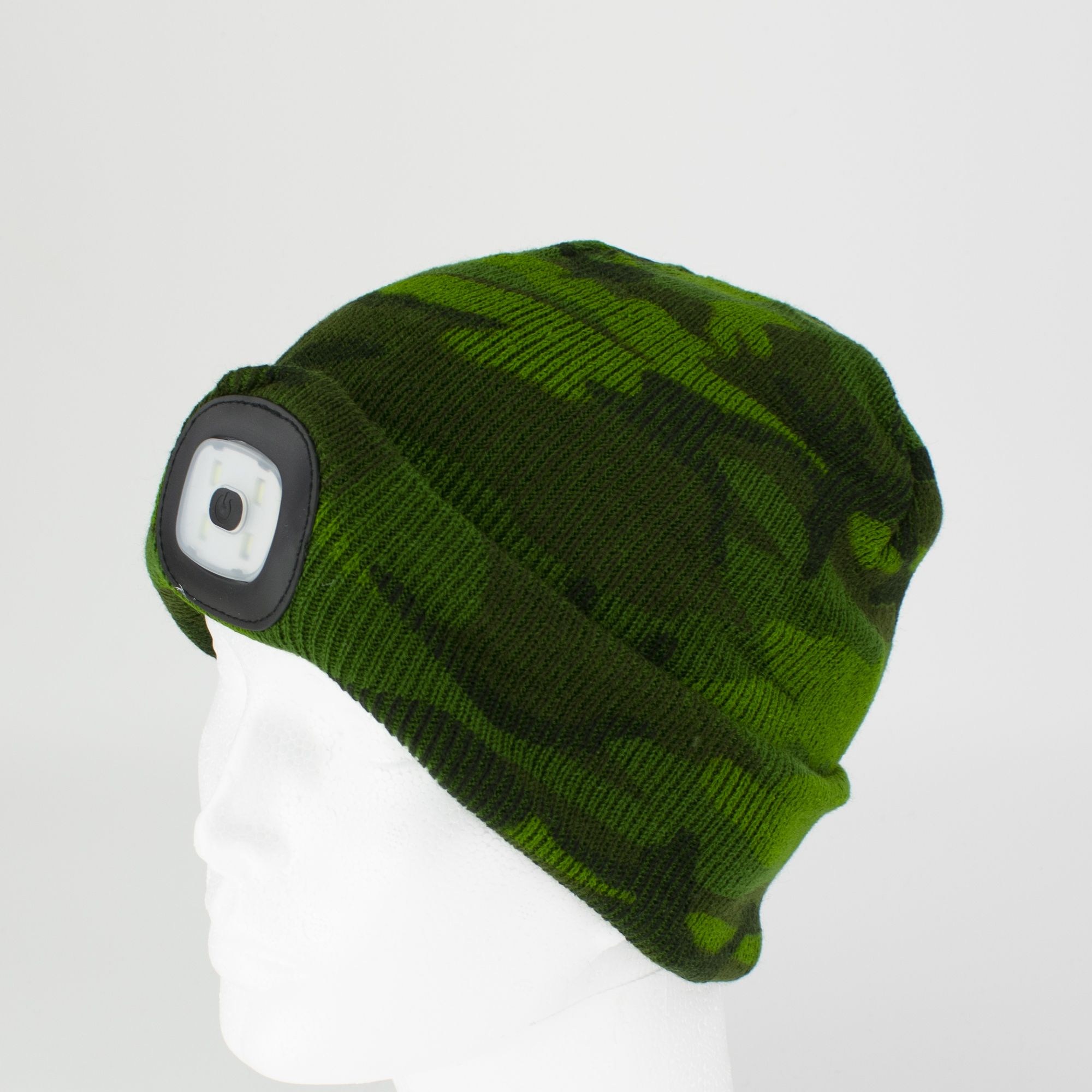 Čepice s LED čelovkou dětská M, 60lm, USB nabíjecí, kamufláž, STREND PRO