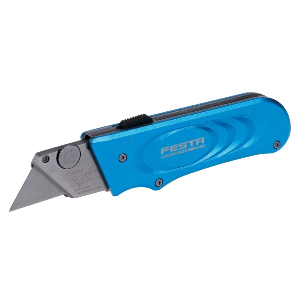 Výsuvný nůž, celokovový, tlačítková aretace, + 5 čepelí, FESTA TURBO