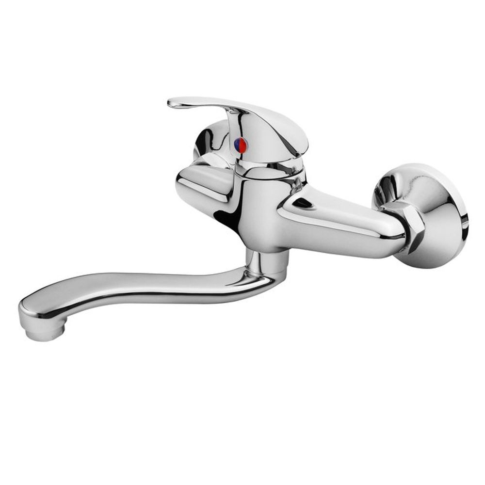 Baterie umyvadlová nástěnná, chrom, prohlé ramínko 20cm, rozteč 100mm, BALLETTO