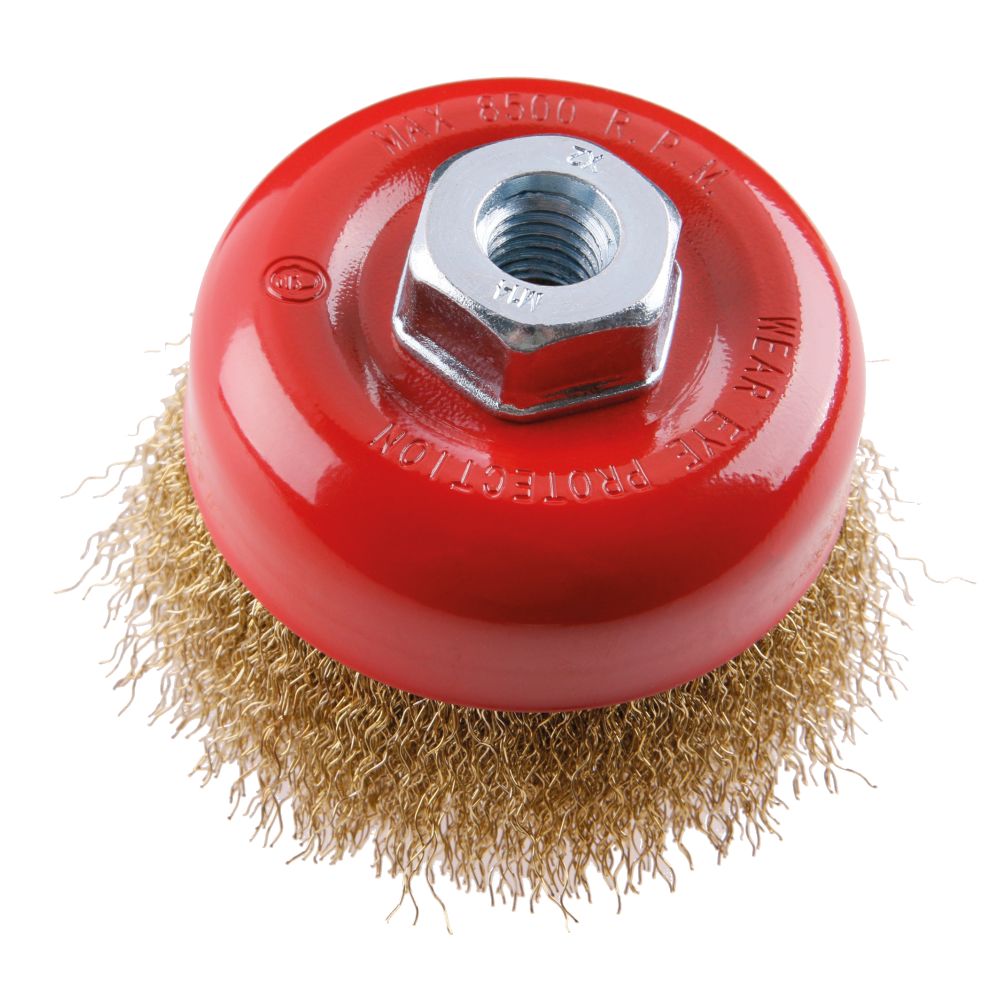 Kartáč rotační hrnkový, 100mm, vlnitý pomosazený, M14, FESTA