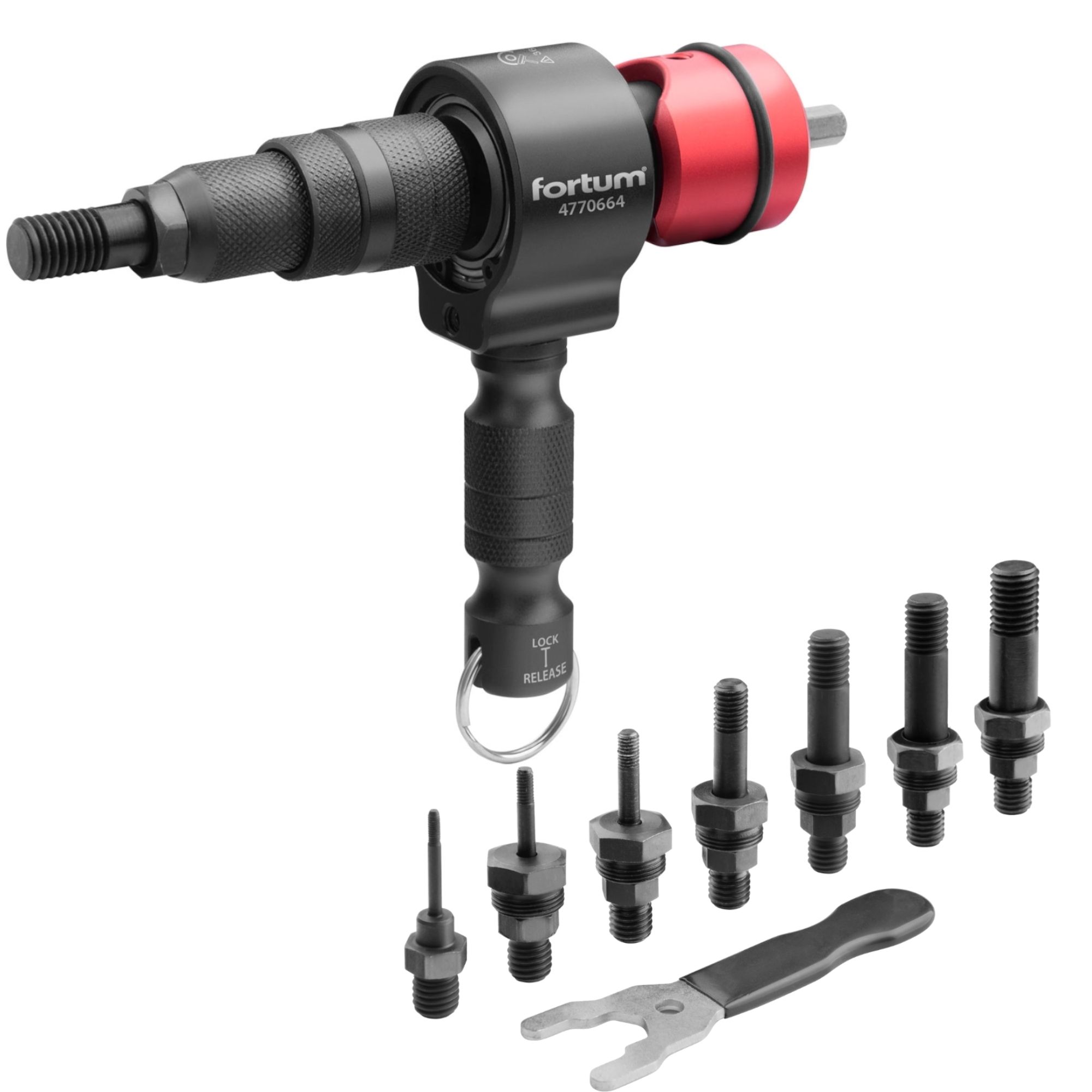 Nástavec nýtovací na vrtačku T, pro nýtovací matice M3 - M12, CrMoV, FORTUM