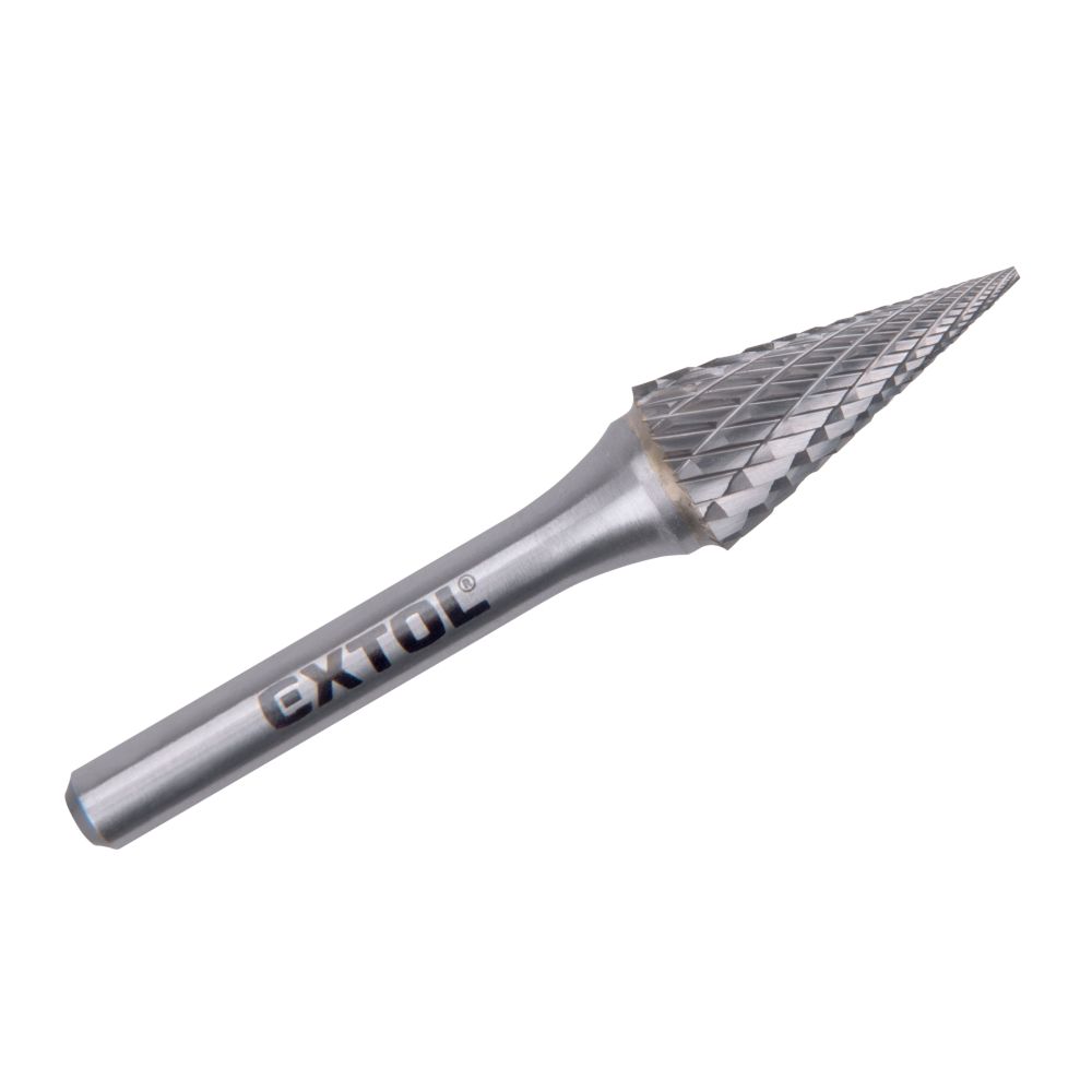 Fréza karbidová konická-jehlan, 12×25mm, stopka 6mm, sek střední, EXTOL INDUSTRIAL