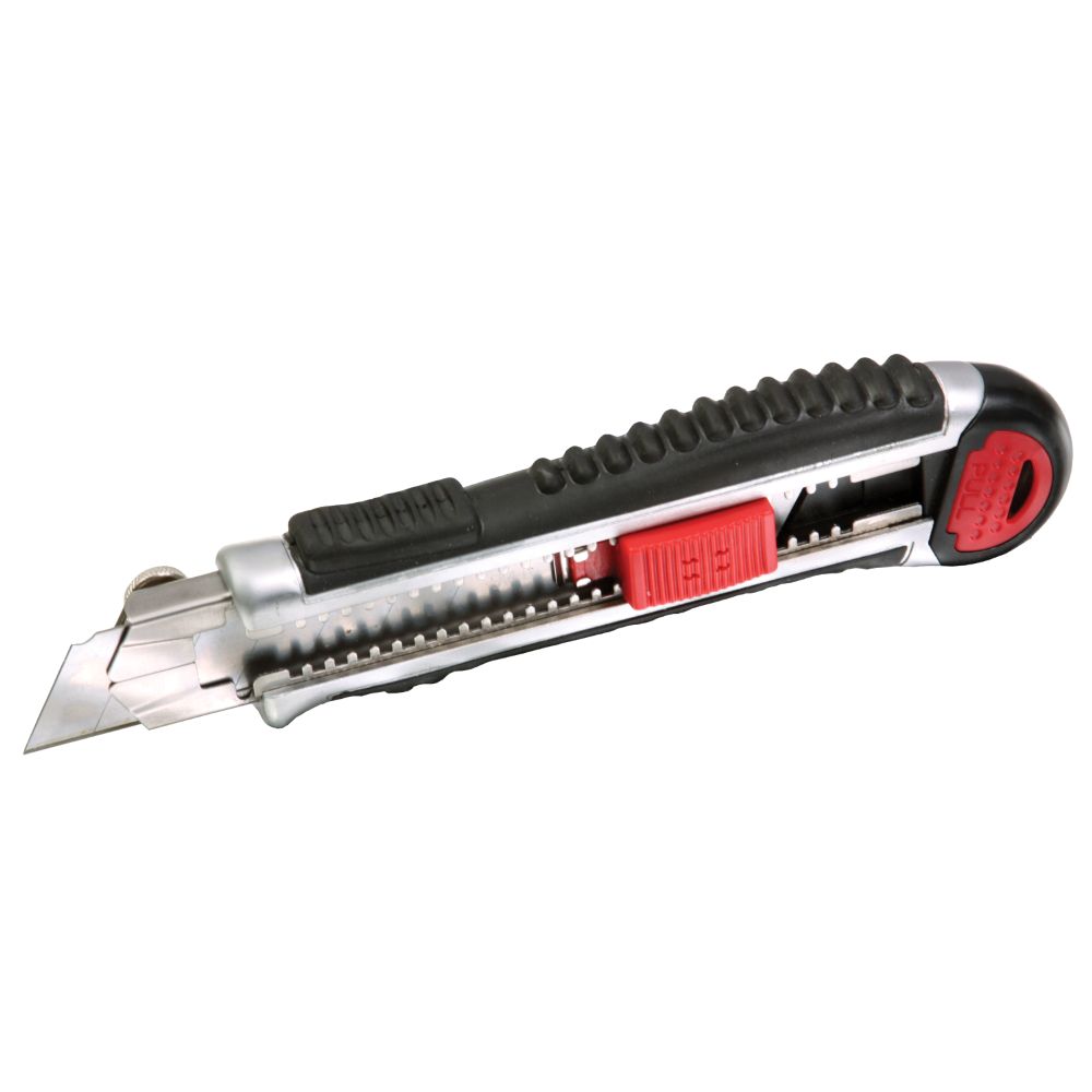 Odlamovací nůž 25mm – celokovový s gumou, tlačítková aretace, zásobník, FESTA POWER