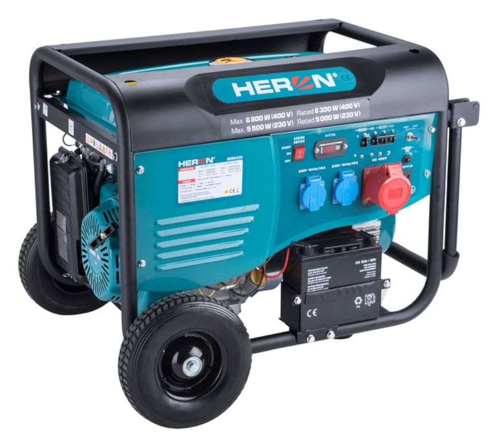 Elektrocentrála benzínová, 6,8kW / 15HP, 230 a 400V, el. start, HERON