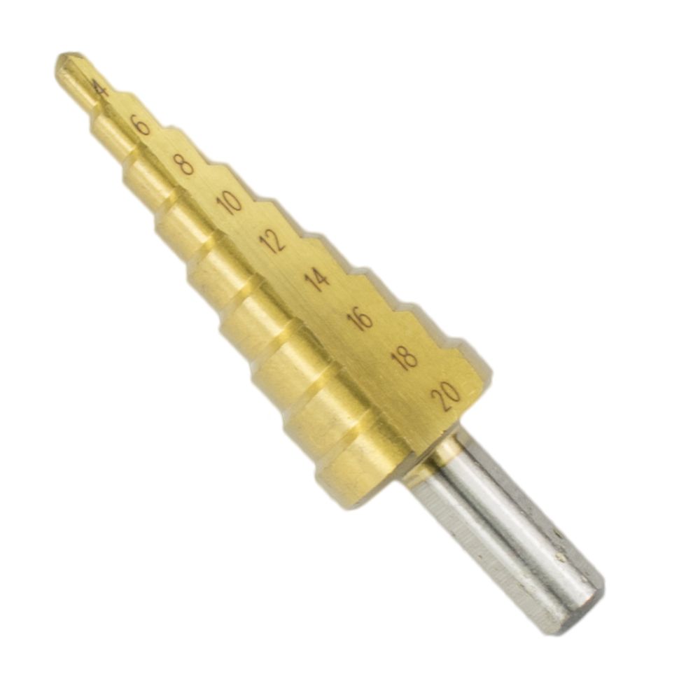 Vrták stupňovitý, 4-20mm, 9 stupňů, HSS-TiN, STREND PRO