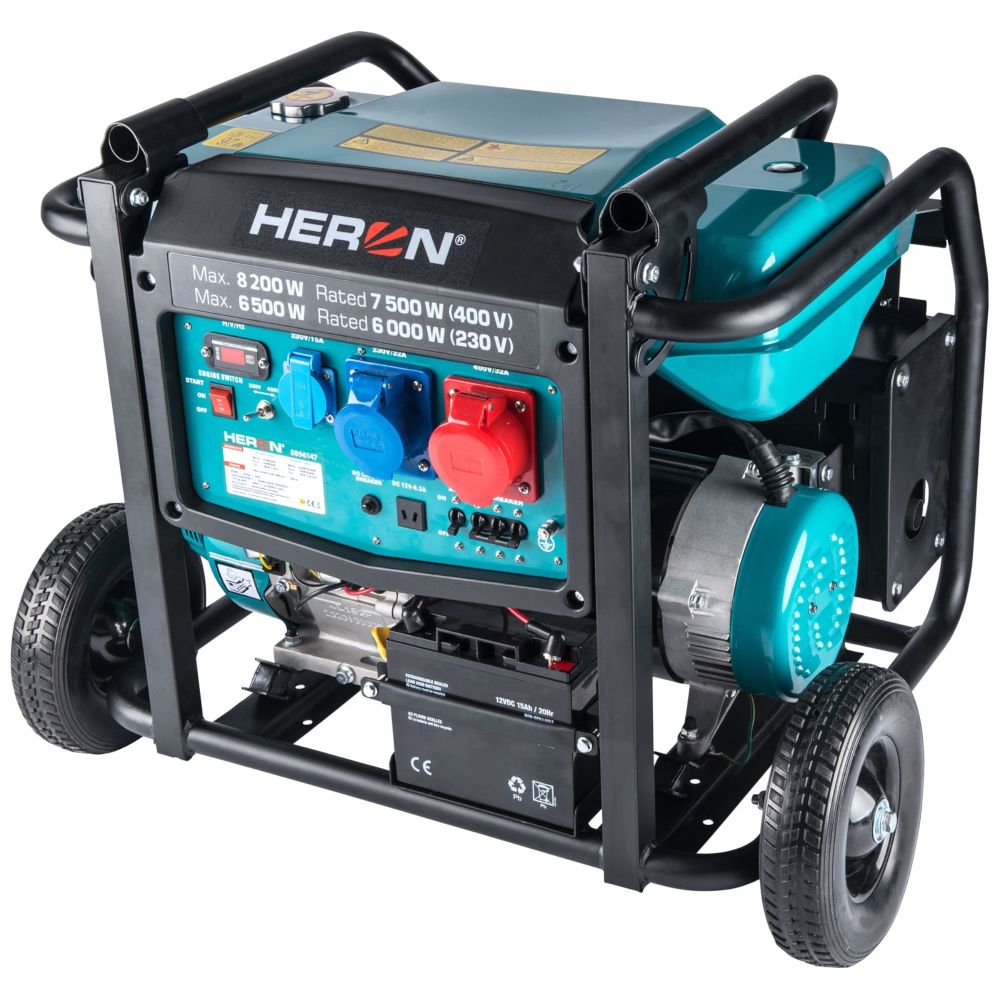 Elektrocentrála benzínová, 8,2kW / 17HP, 230 a 400V, EL. start, HERON