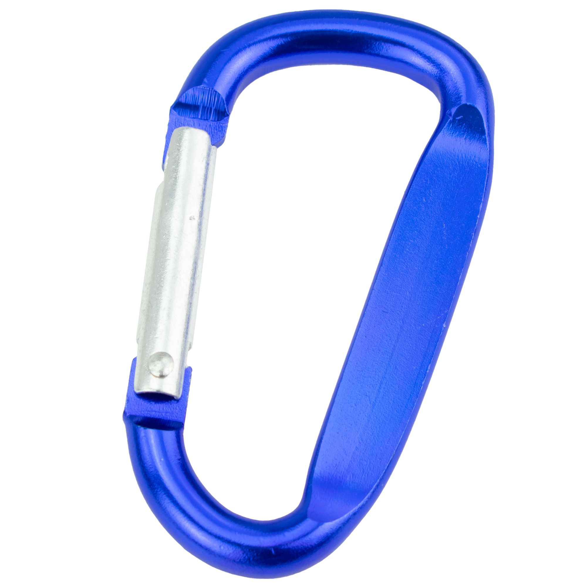 Hliníková karabina D tvar, 60 mm, modrá