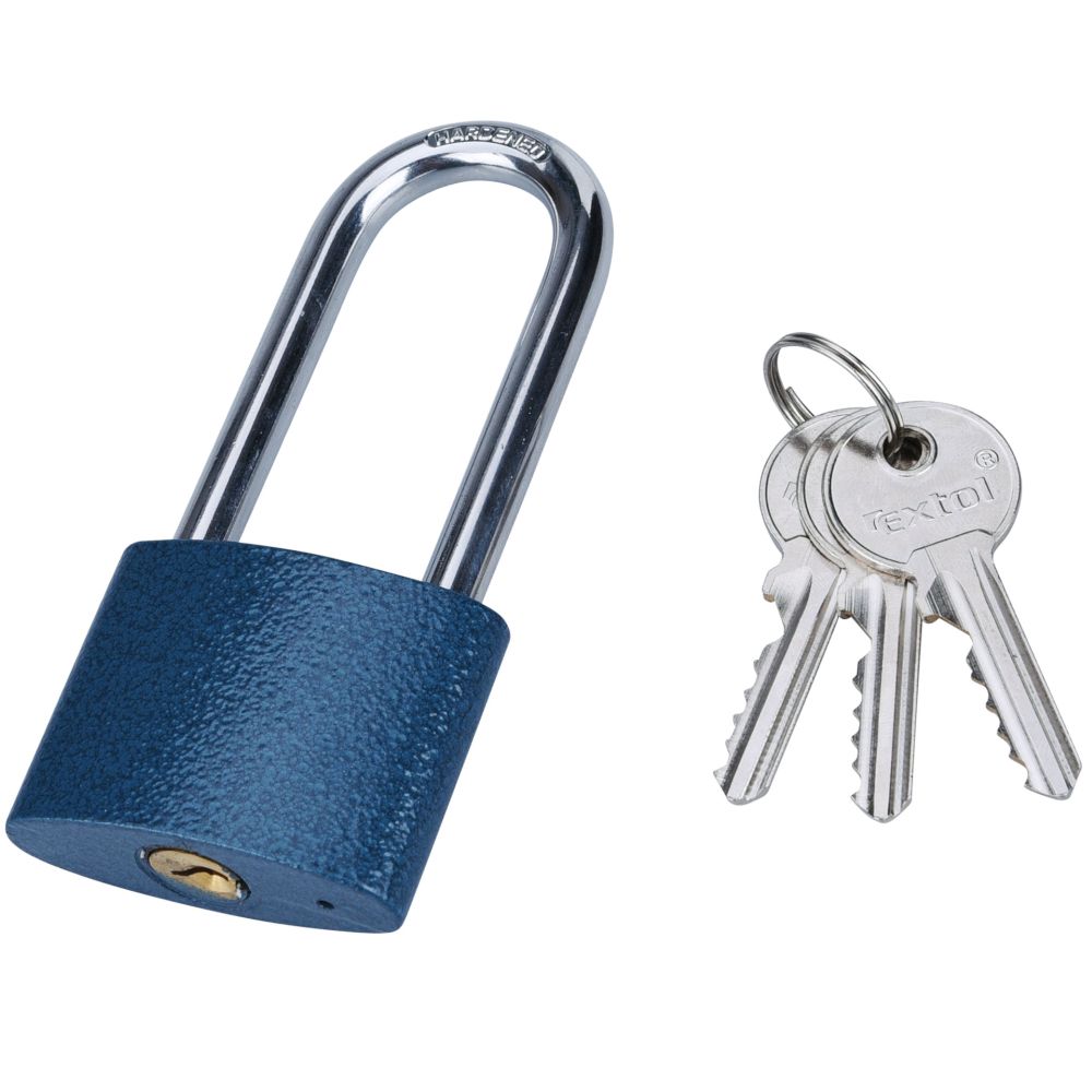 Zámek visací prodloužený, litinový, 52mm, modrý, 3 klíče, EXTOL CRAFT