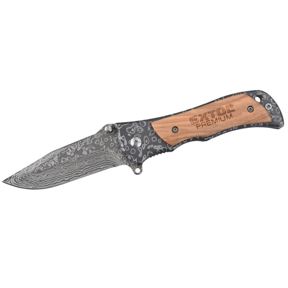 Nůž zavírací, nerez, rukojeť kov+dřevo, 16cm, EXTOL PREMIUM