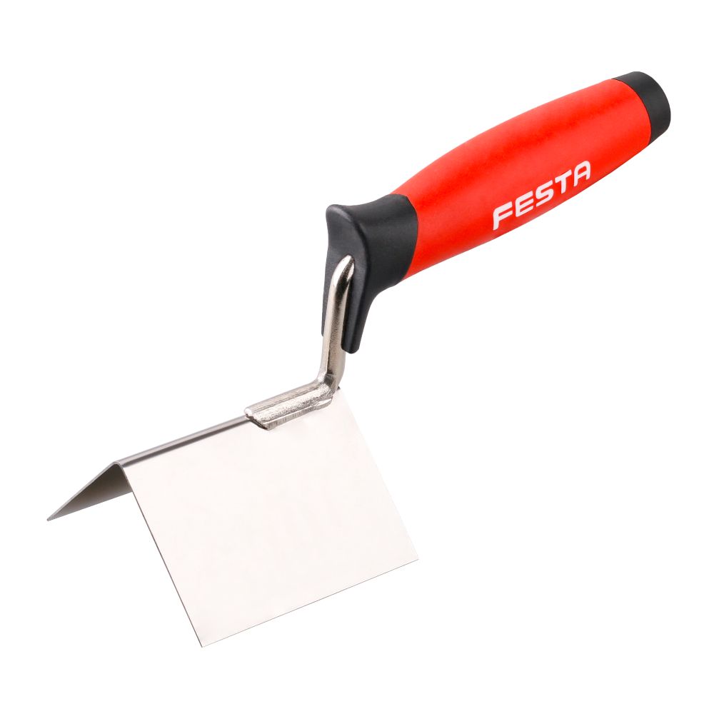 Zednická lžíce rohová, nerez, gum. rukojeť, FESTA