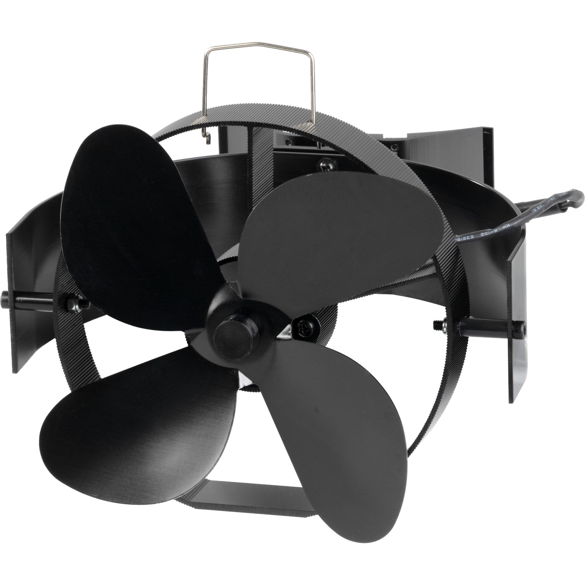 Krbový ventilátor na komín – poháněný teplem, 4-lopatkový, černý, STREND PRO