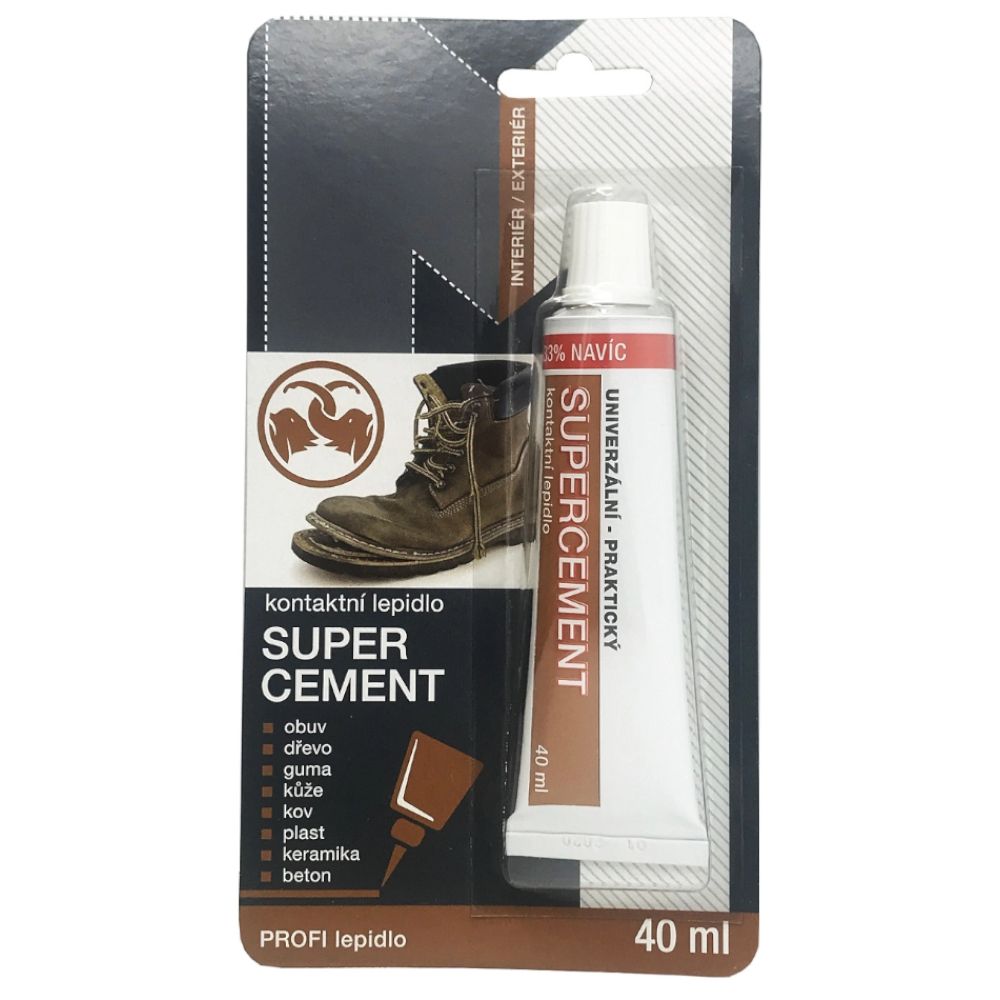 Lepidlo kontaktní SUPERCEMENT, tuba 40ml, Český Stavitel