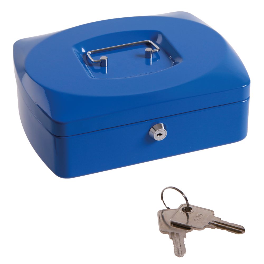 Pokladna kovová, 250x180x90mm, modrá