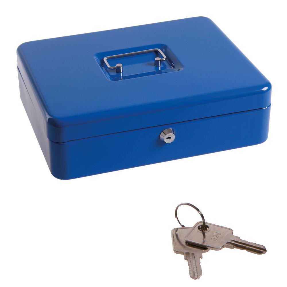 Pokladna kovová, 300x240x90mm, modrá