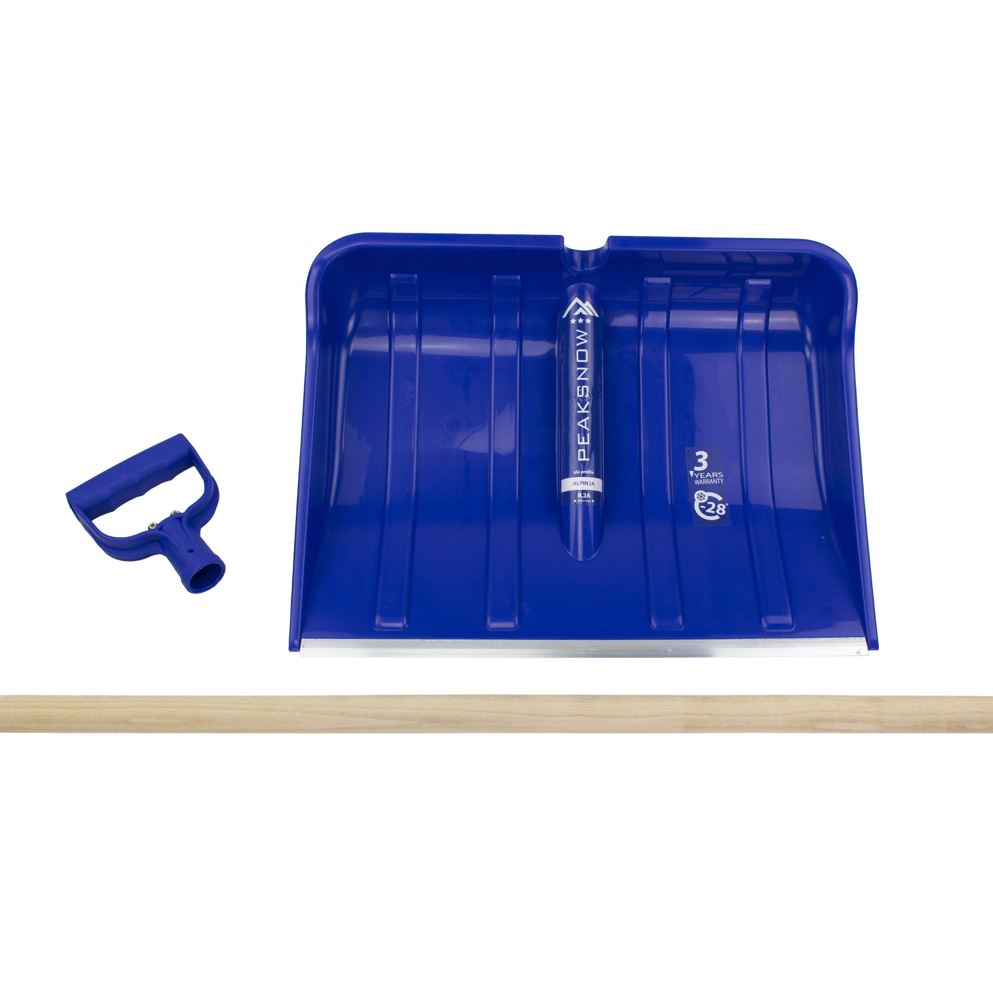 Odhrnovák na sníh PRADĚD, dřevěná násada, 49 x 35cm, rozložený