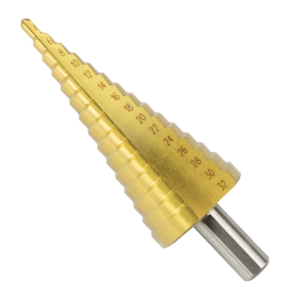 Vrták stupňovitý, 4-32mm, 15 stupňů, HSS-TiN, STREND PRO