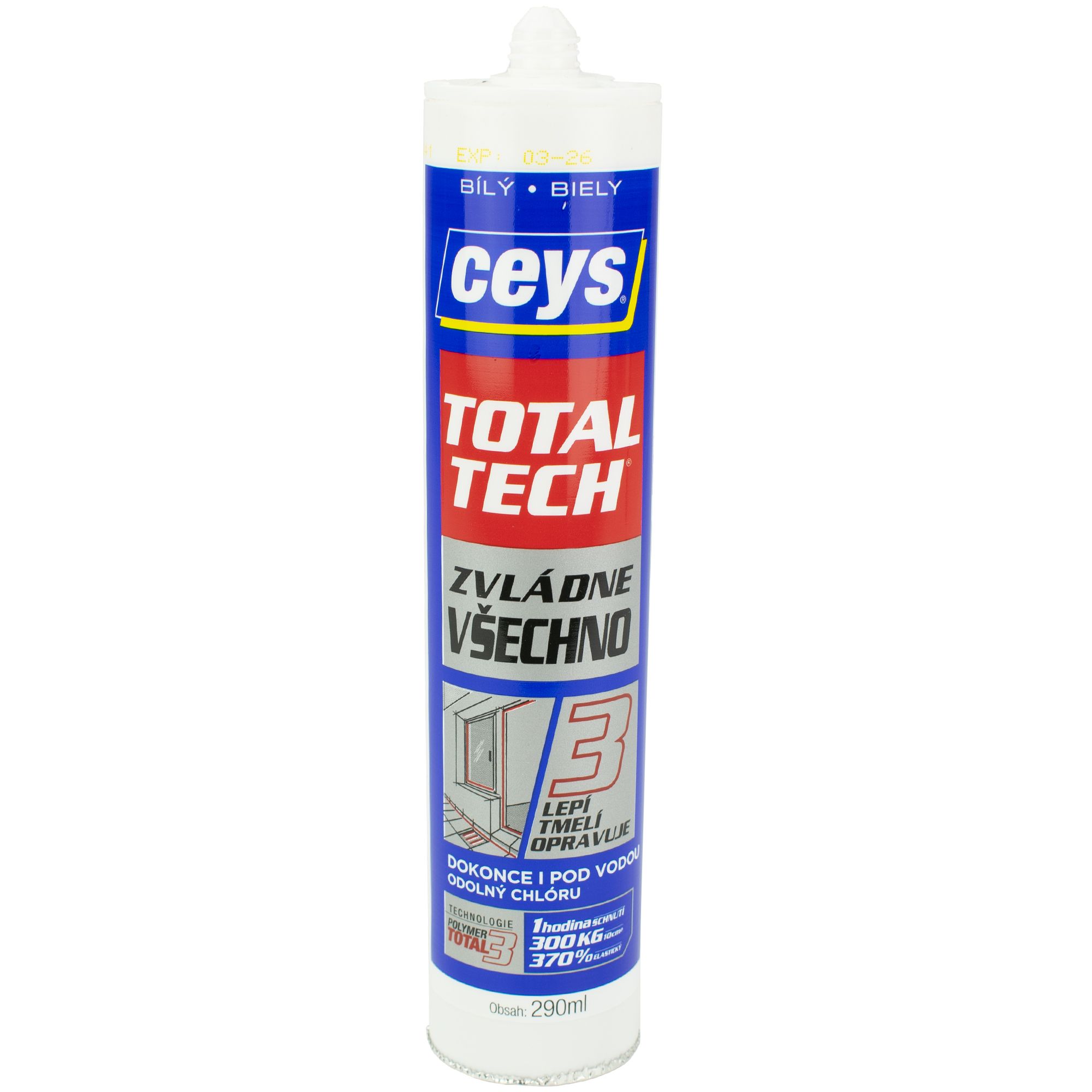 Tmel lepící Ceys TOTAL TECH Experess, bílý, 290ml