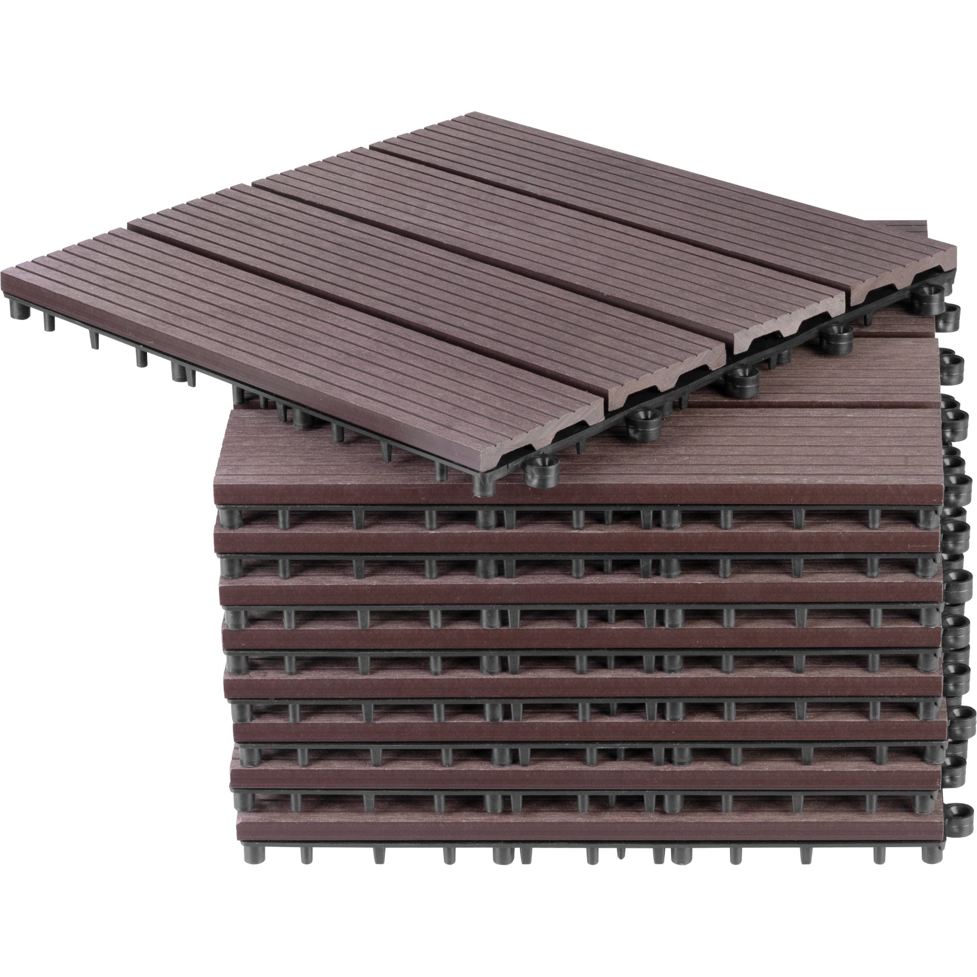 Chodník do zahrady, 31x31cm, plast s WPC efektem dřeva, bal. 9ks, hnědý, STREND PRO