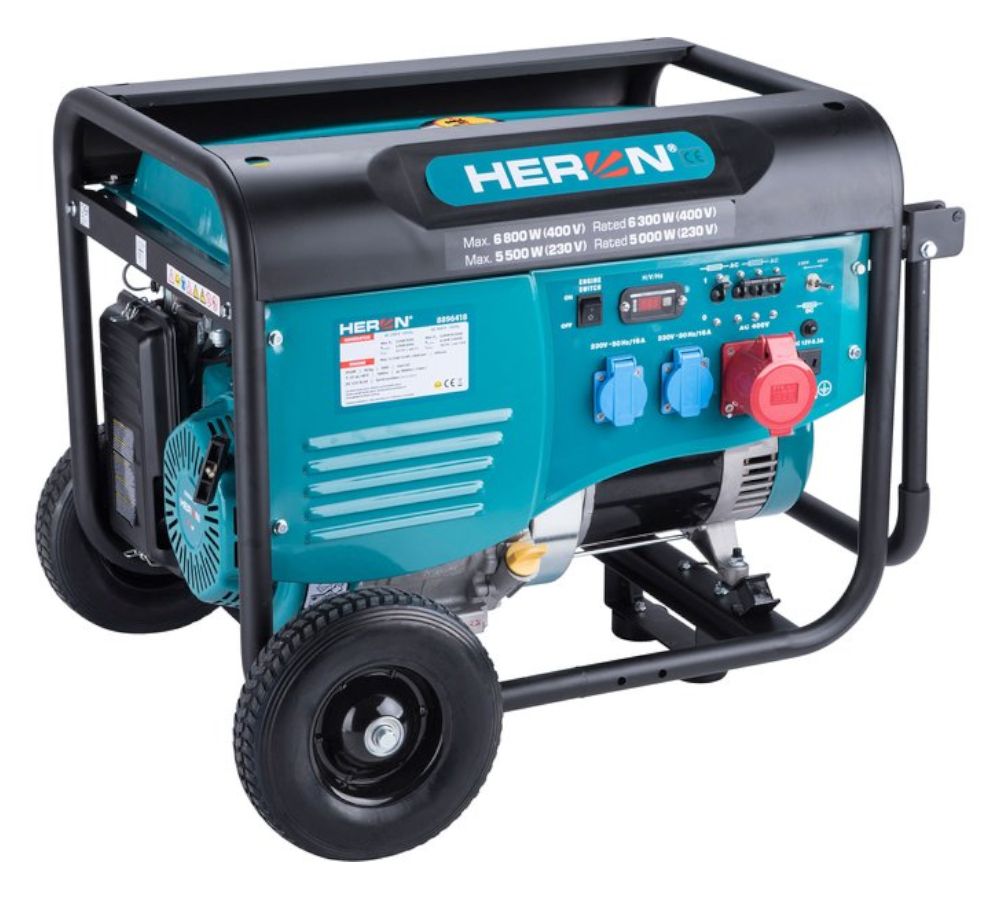 Elektrocentrála benzínová, 6,8kW / 15HP, 230 a 400V, HERON