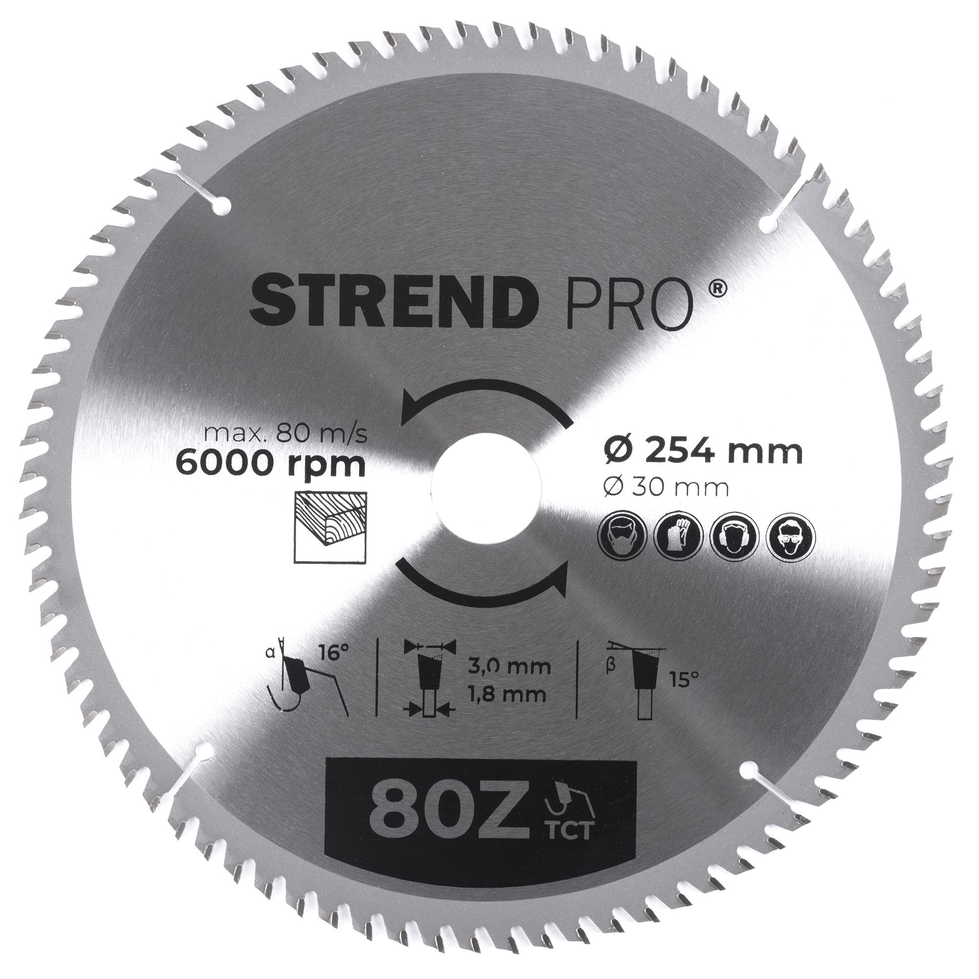 Kotouč pilový, na dřevo, 254mm, 80 zubů, 30/20mm, 3,0mm, TCT, STREND PRO