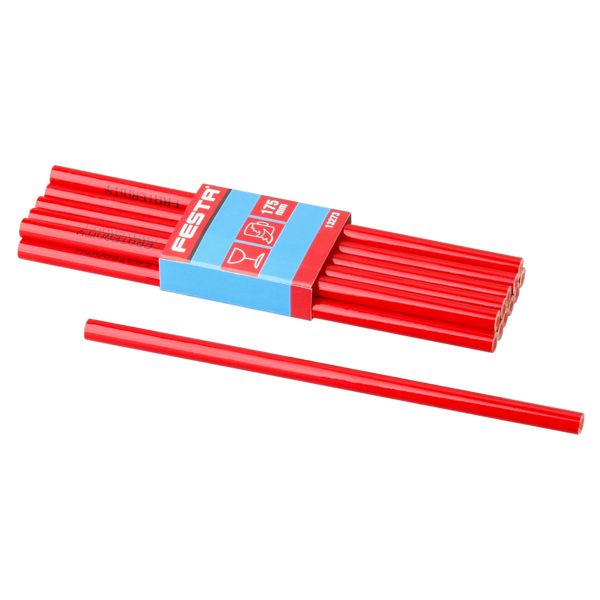 Tužka na sklo - červená tuha, 175mm, červený lak, FESTA