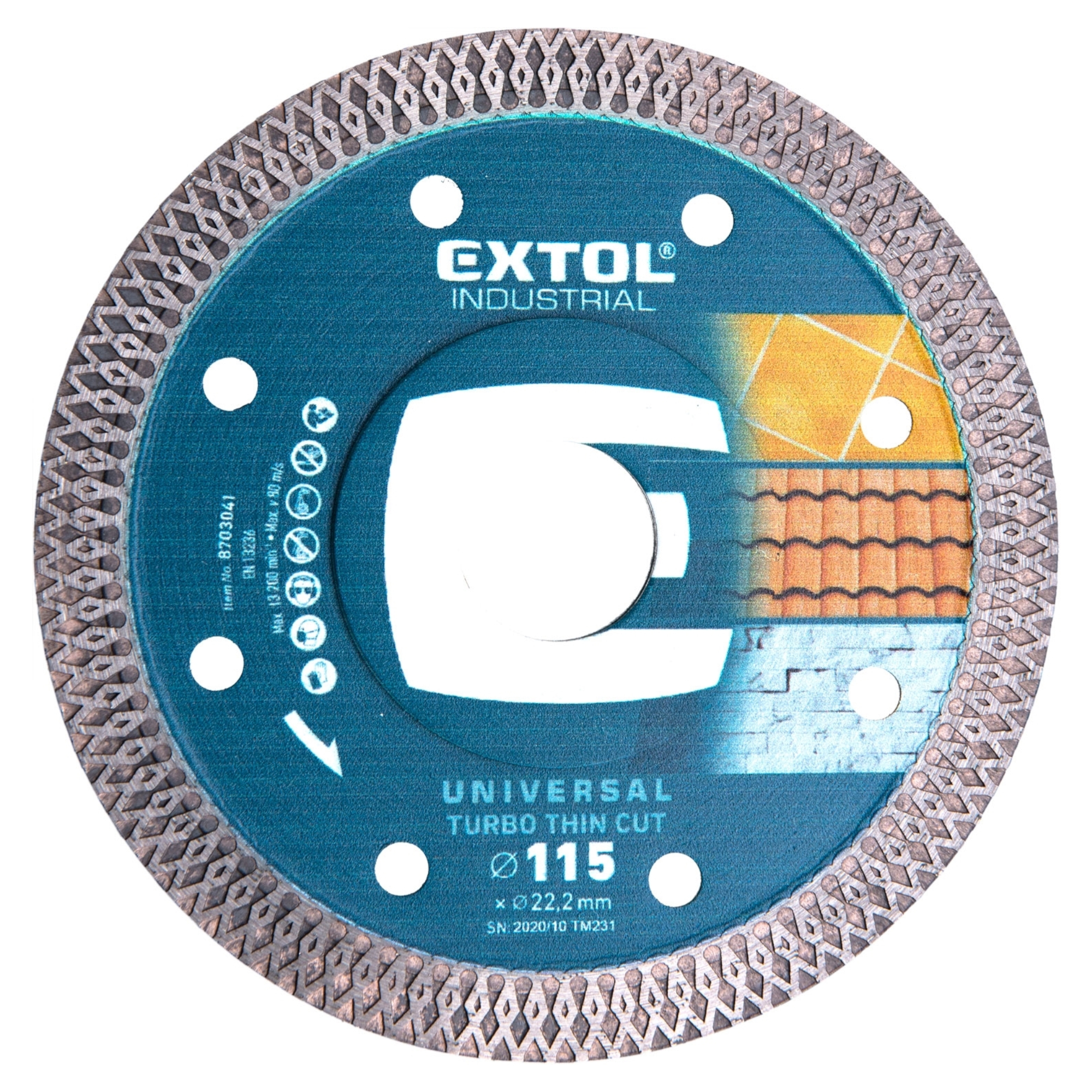 Kotouč diamantový, turbo Thin Cut, 115x1,2mm, 22,2mm, EXTOL INDUSTRIAL