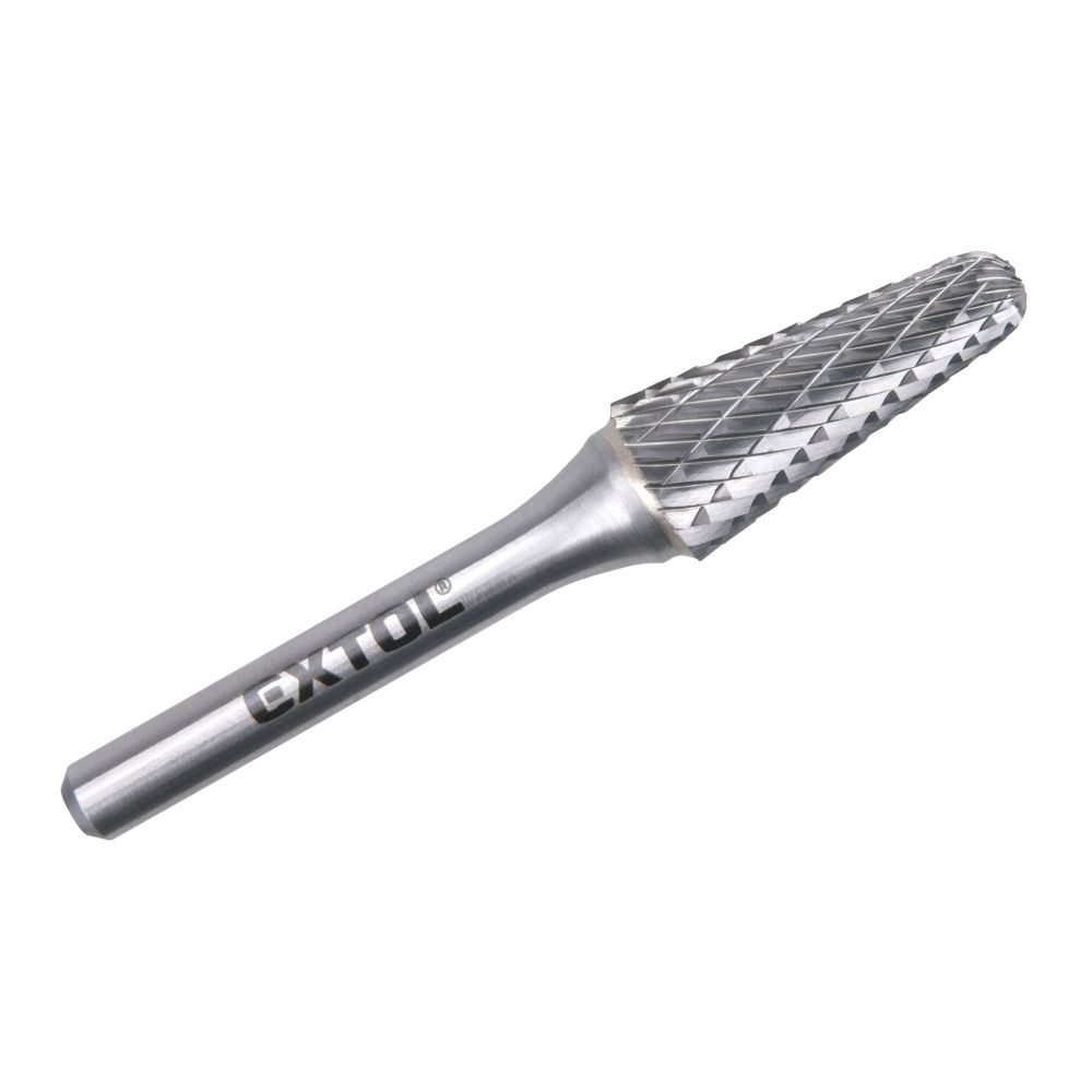 Fréza karbidová konická zakulacená, 10×25mm, stopka 6mm, sek střední, EXTOL INDUSTRIAL